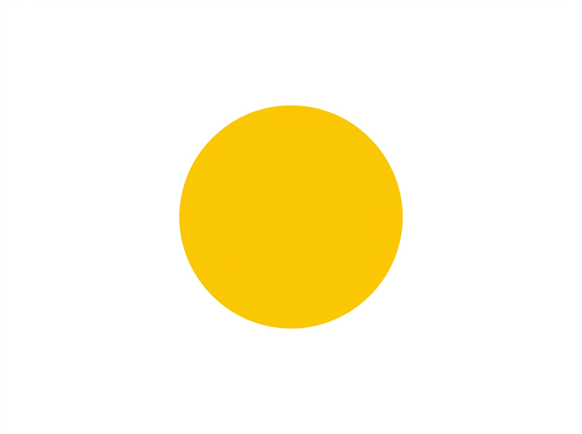 A saffron circle on a white field.