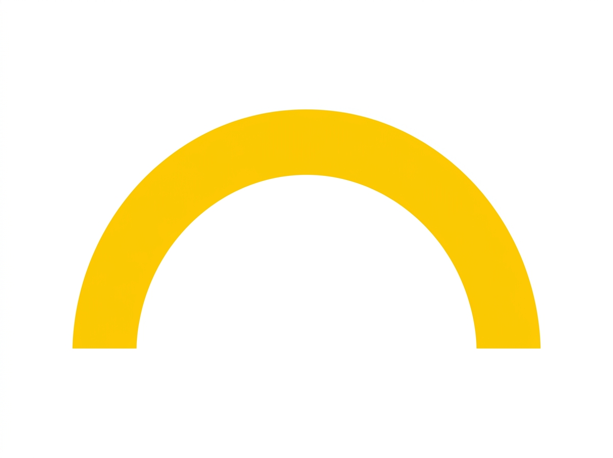 A saffron arc on a white field.